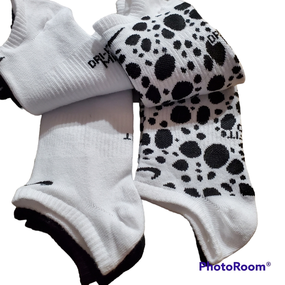 Nike 6 pack no show ankle socks medium new black white - Picture 2 of 3